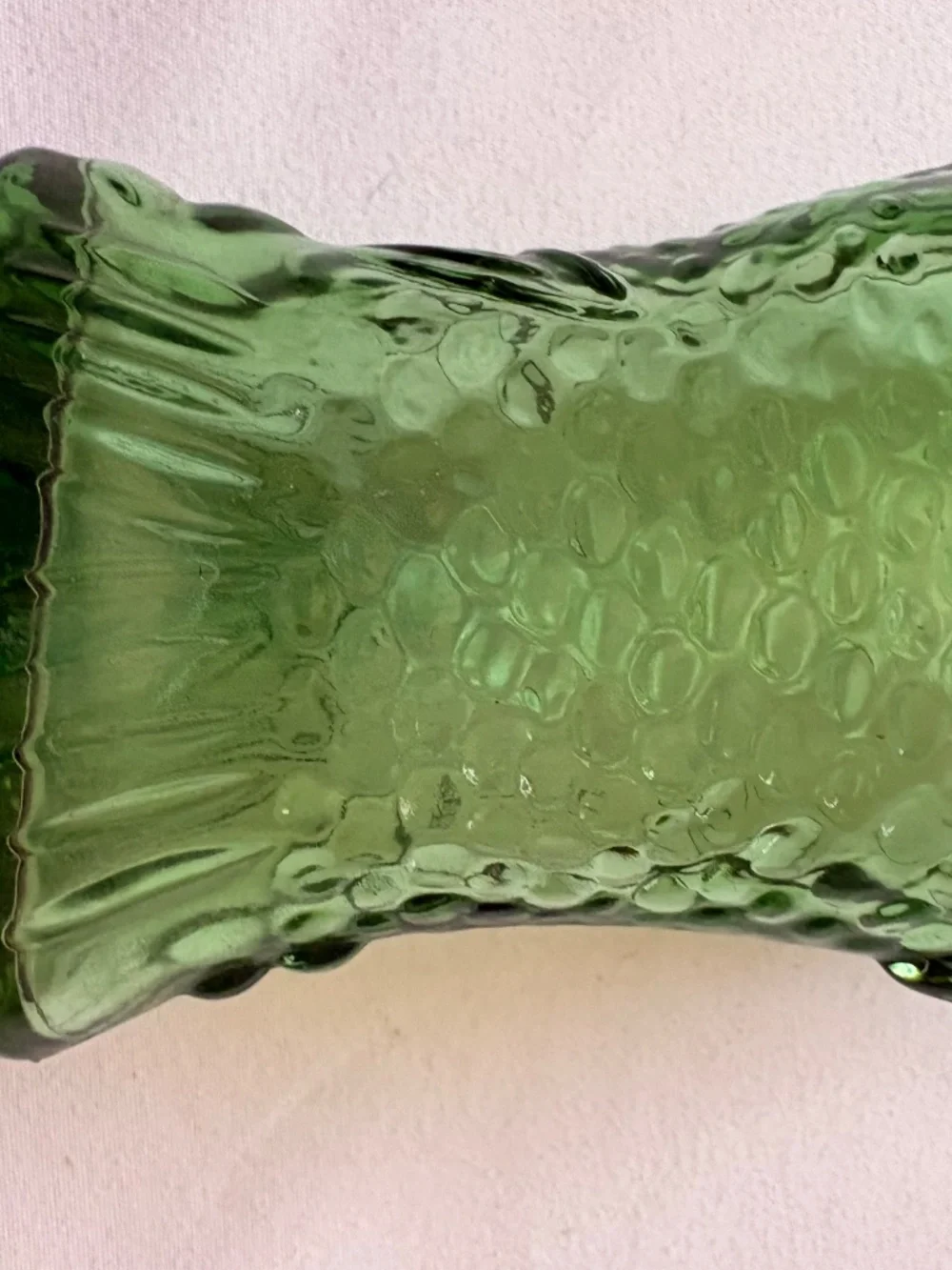 Vintage Vetreria Etrusca VE Green Glass Fish Shaped Bottle Italy 7.5
